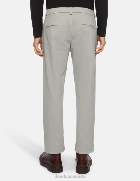 DONDUP Men Pablo Regular-Fit Cotton Trousers XF8V712 Apparel Light Grey