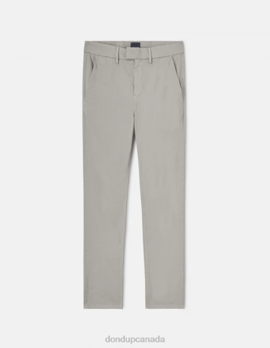 DONDUP Men Pablo Regular-Fit Cotton Trousers XF8V712 Apparel Light Grey