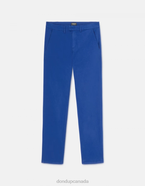 DONDUP Men Pablo Regular-Fit Satin Trousers XF8V742 Apparel Royal Blue