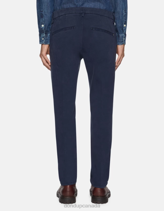 DONDUP Men Pablo Regular-Fit Satin Trousers XF8V743 Apparel Navy Blue