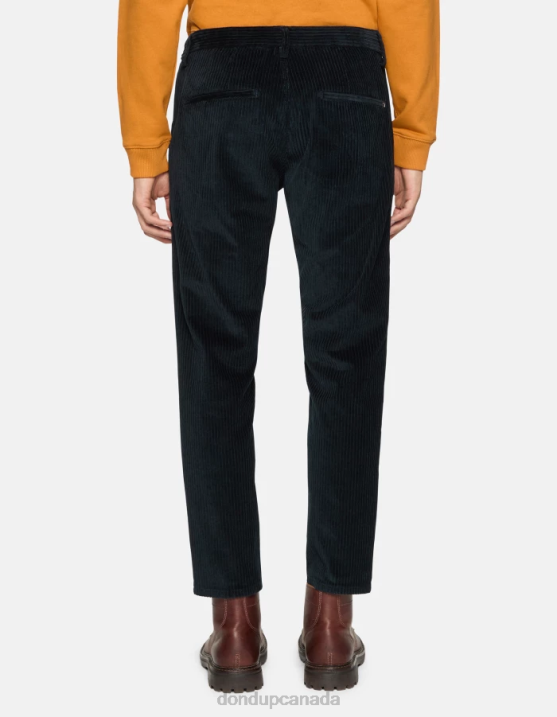 DONDUP Men Pablo Regular-Fit Velvet Trousers XF8V727 Apparel Navy Blue