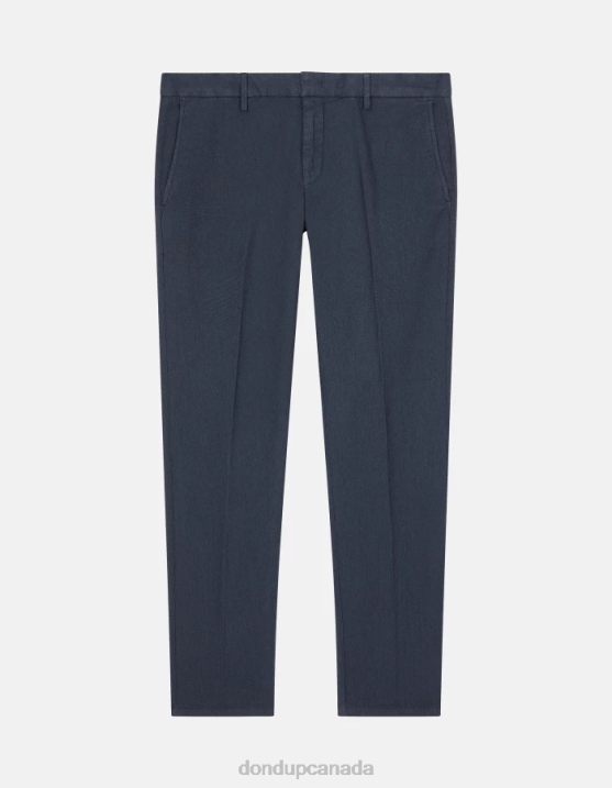 DONDUP Men Ral Regular-Fit Cotton Trousers XF8V696 Apparel Navy Blue