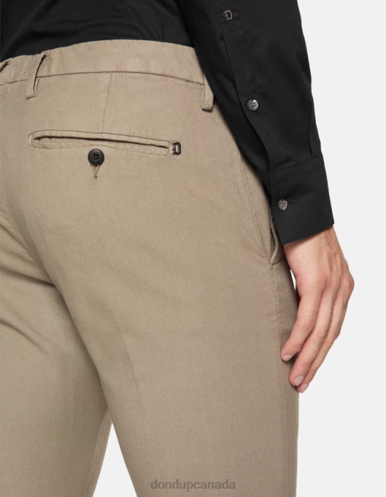DONDUP Men Ral Regular-Fit Cotton Trousers XF8V697 Apparel Taupe