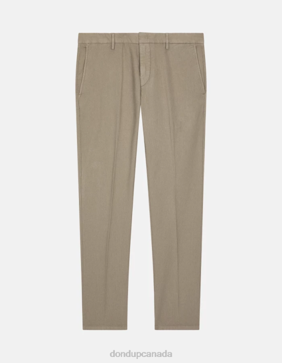DONDUP Men Ral Regular-Fit Cotton Trousers XF8V697 Apparel Taupe