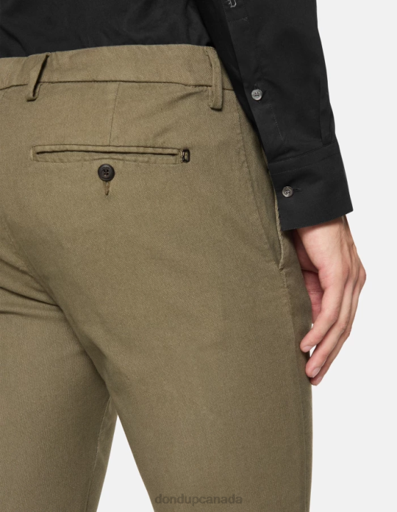 DONDUP Men Ral Regular-Fit Cotton Trousers XF8V698 Apparel Sage Green