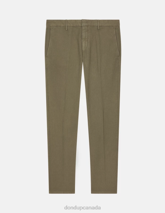 DONDUP Men Ral Regular-Fit Cotton Trousers XF8V698 Apparel Sage Green