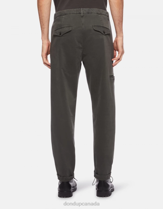 DONDUP Men Rick Regular-Fit Cotton Trousers XF8V738 Apparel Fumo