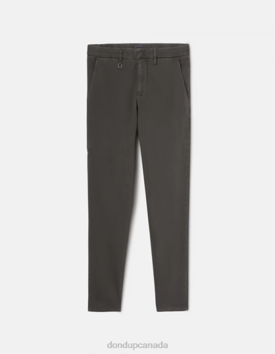 DONDUP Men Rick Regular-Fit Cotton Trousers XF8V738 Apparel Fumo