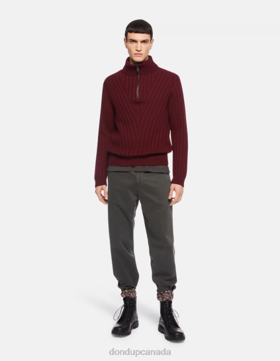 DONDUP Men Rick Regular-Fit Cotton Trousers XF8V738 Apparel Fumo