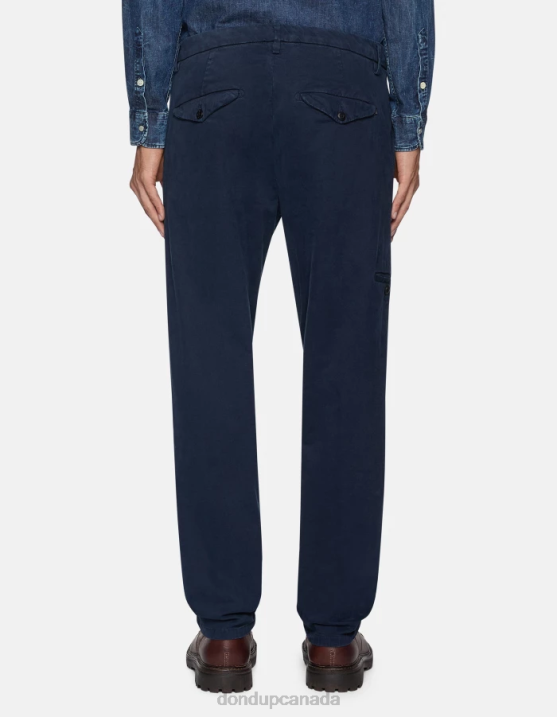 DONDUP Men Rick Regular-Fit Cotton Trousers XF8V739 Apparel Navy Blue