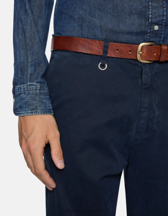 DONDUP Men Rick Regular-Fit Cotton Trousers XF8V739 Apparel Navy Blue