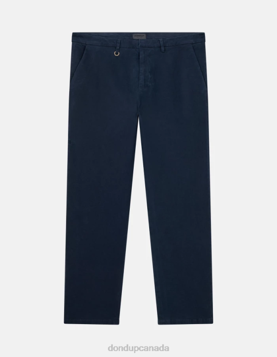 DONDUP Men Rick Regular-Fit Cotton Trousers XF8V739 Apparel Navy Blue