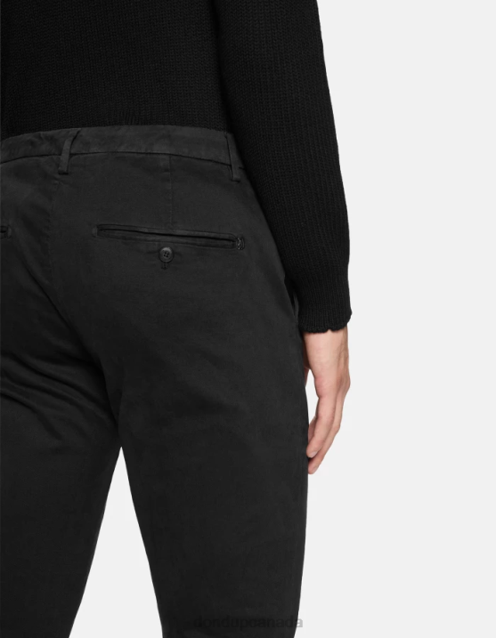 DONDUP Men Spiritissimo Regular-Fit Cotton Trousers XF8V755 Apparel Black