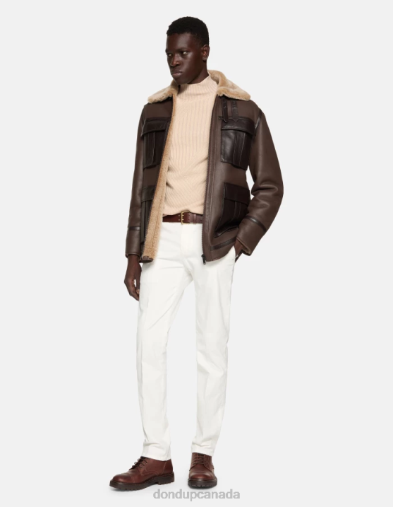 DONDUP Men Spiritissimo Regular-Fit Cotton Trousers XF8V756 Apparel Alabastro