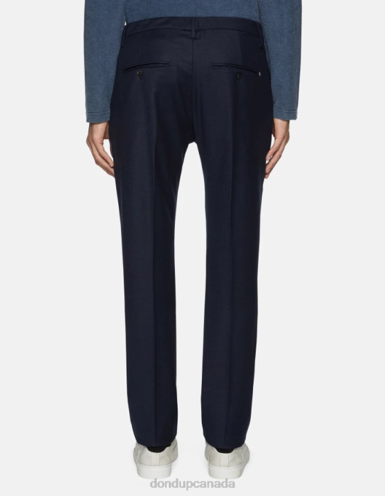 DONDUP Men Spiritissimo Regular-Fit Flannel Trousers XF8V678 Apparel Navy Blue