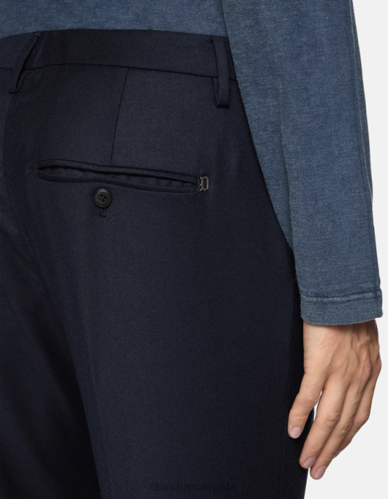 DONDUP Men Spiritissimo Regular-Fit Flannel Trousers XF8V678 Apparel Navy Blue