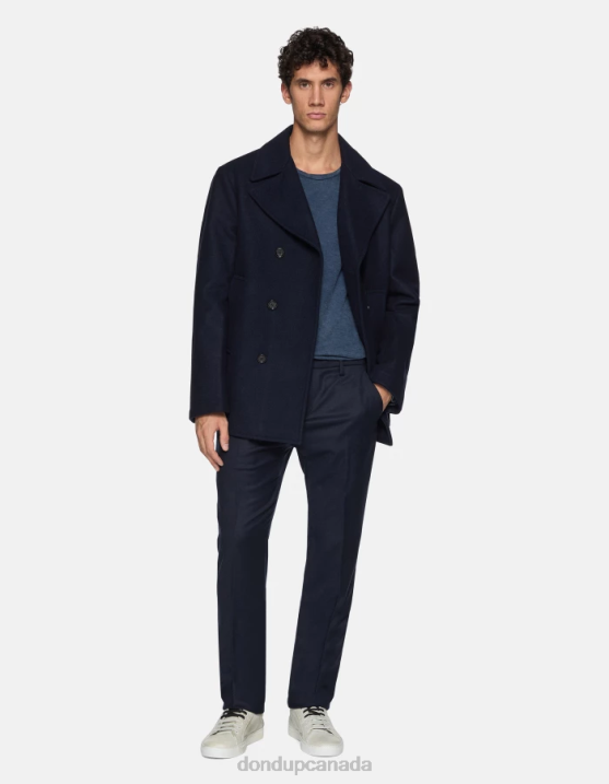 DONDUP Men Spiritissimo Regular-Fit Flannel Trousers XF8V678 Apparel Navy Blue