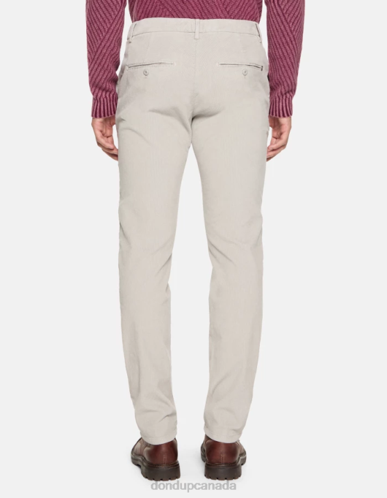 DONDUP Men Spiritissimo Regular-Fit Velvet Trousers XF8V718 Apparel Light Grey