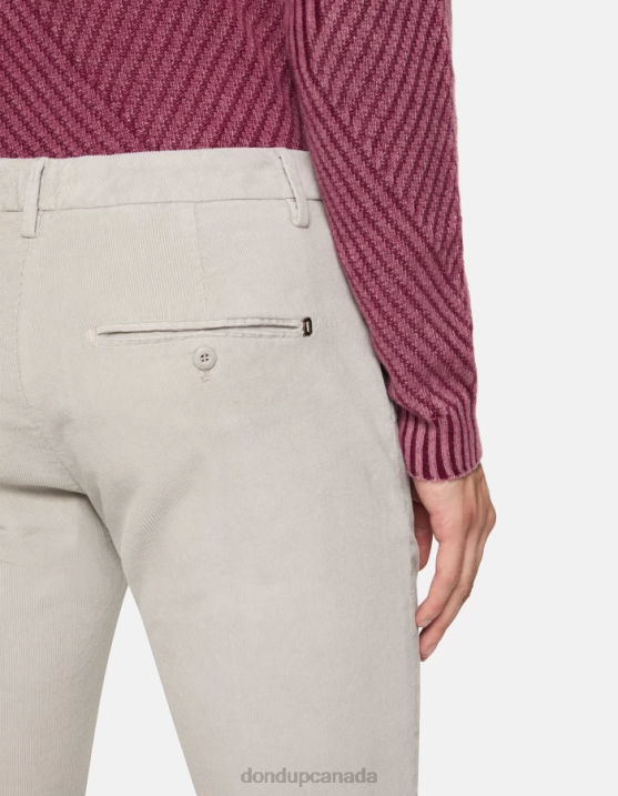DONDUP Men Spiritissimo Regular-Fit Velvet Trousers XF8V718 Apparel Light Grey