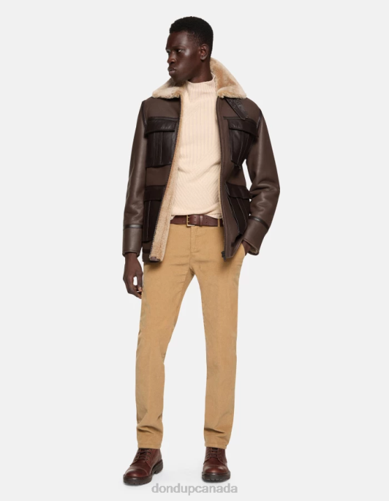 DONDUP Men Spiritissimo Regular-Fit Velvet Trousers XF8V719 Apparel Sand