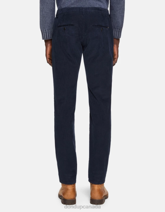 DONDUP Men Spiritissimo Regular-Fit Velvet Trousers XF8V720 Apparel Navy Blue