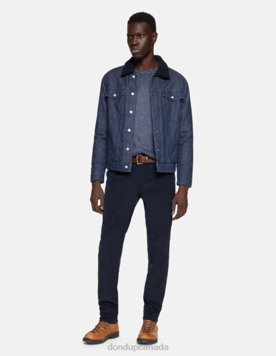 DONDUP Men Spiritissimo Regular-Fit Velvet Trousers XF8V720 Apparel Navy Blue