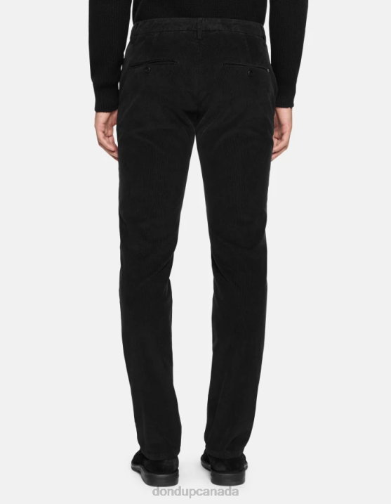 DONDUP Men Spiritissimo Regular-Fit Velvet Trousers XF8V721 Apparel Black