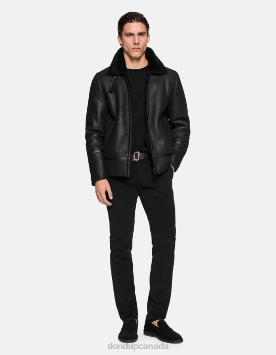 DONDUP Men Spiritissimo Regular-Fit Velvet Trousers XF8V721 Apparel Black