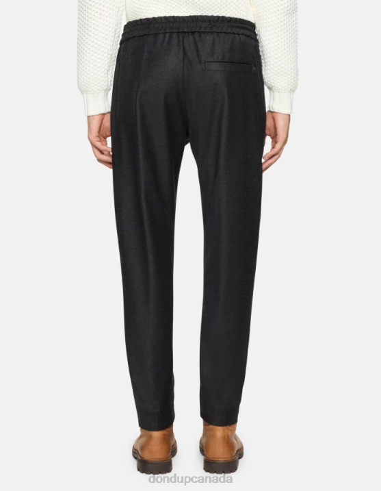 DONDUP Men Yuri Flannel Joggers XF8V728 Apparel Asfalto