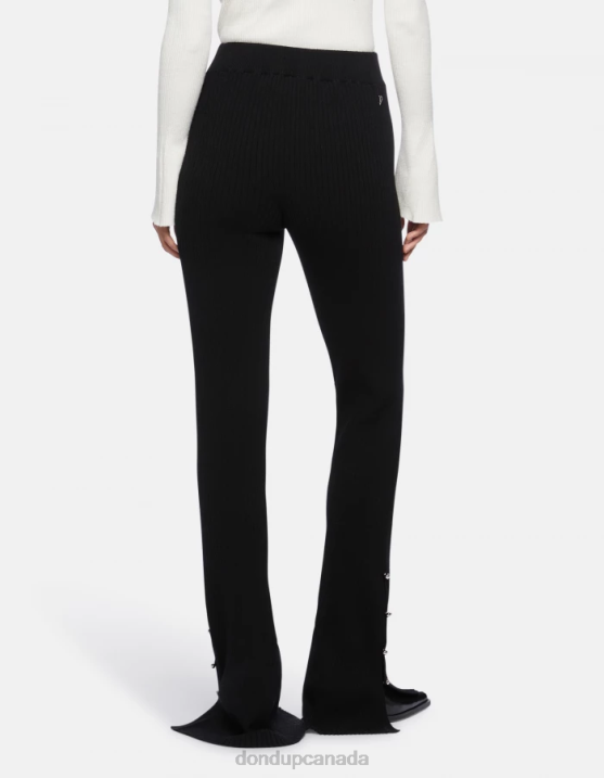 DONDUP Women Bootcut Viscose Trousers XF8V218 Apparel Black