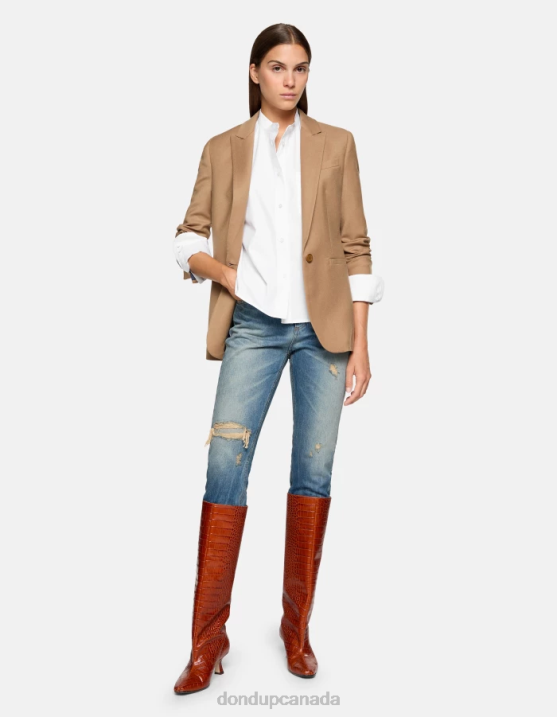 DONDUP Women Cindy Regular-Fit Jeans in Rigid Selvedge Denim XF8V30 Apparel Blue
