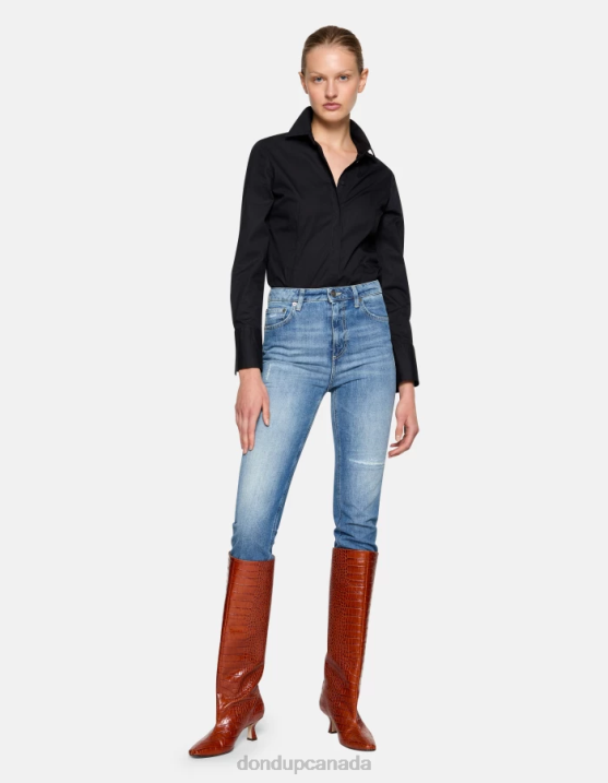 DONDUP Women Cindy Regular-Fit Rigid Denim Jeans XF8V20 Apparel Blue