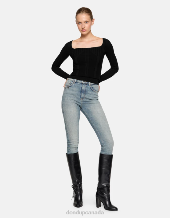 DONDUP Women Crew-Neck Viscose Jumper XF8V299 Apparel Black