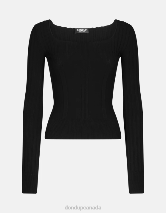 DONDUP Women Crew-Neck Viscose Jumper XF8V299 Apparel Black