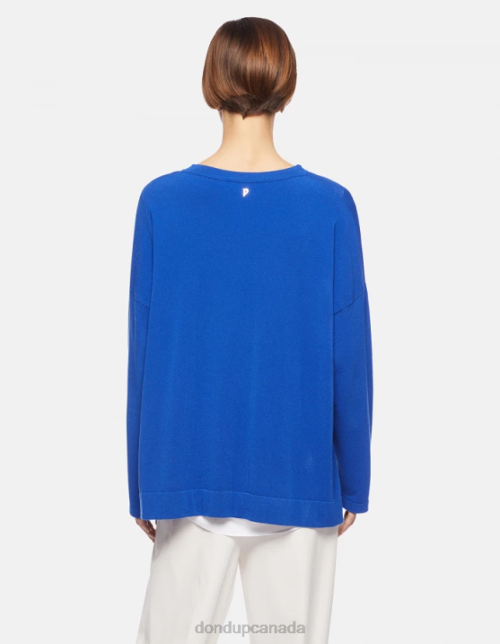 DONDUP Women Crew-Neck Viscose Jumper XF8V324 Apparel Royal Blue