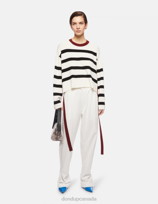 DONDUP Women Crew-Neck Viscose Jumper XF8V339 Apparel Black  White