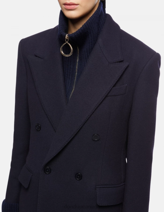 DONDUP Women Double-Breasted Cloth Blazer XF8V395 Apparel Navy Blue