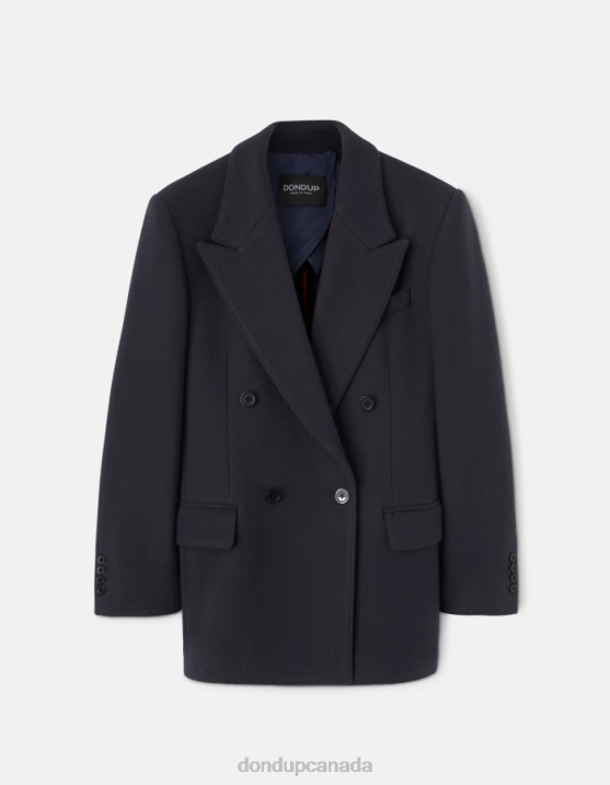 DONDUP Women Double-Breasted Cloth Blazer XF8V395 Apparel Navy Blue
