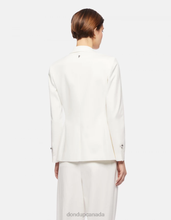 DONDUP Women Double-Breasted Cotton Blazer XF8V369 Apparel Alabastro