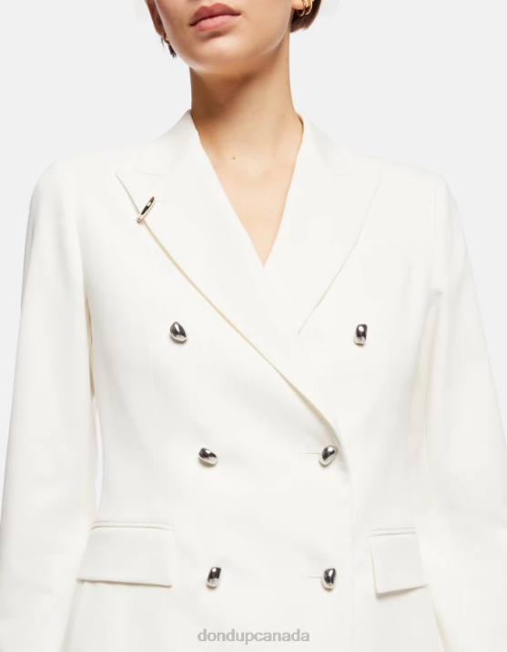 DONDUP Women Double-Breasted Cotton Blazer XF8V369 Apparel Alabastro