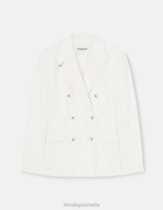 DONDUP Women Double-Breasted Cotton Blazer XF8V369 Apparel Alabastro