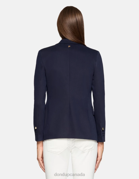 DONDUP Women Double-Breasted Cotton Blazer XF8V370 Apparel Navy Blue