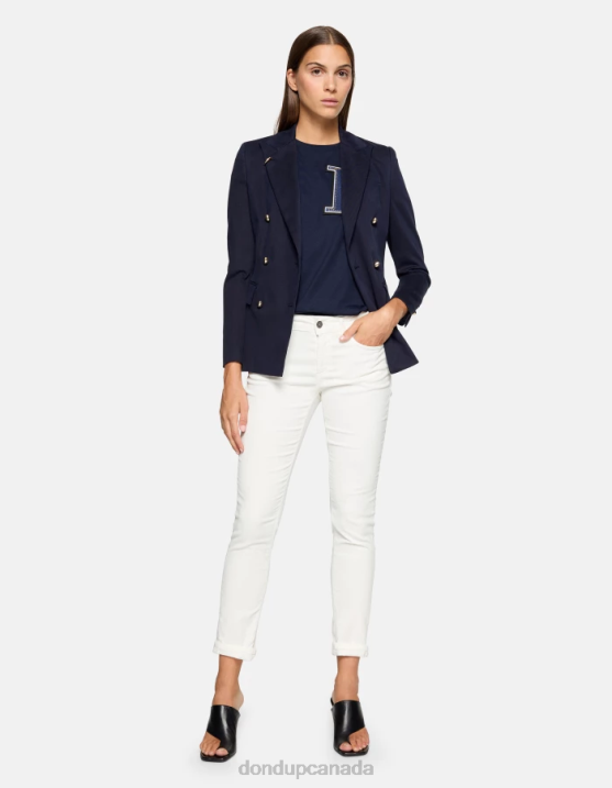 DONDUP Women Double-Breasted Cotton Blazer XF8V370 Apparel Navy Blue