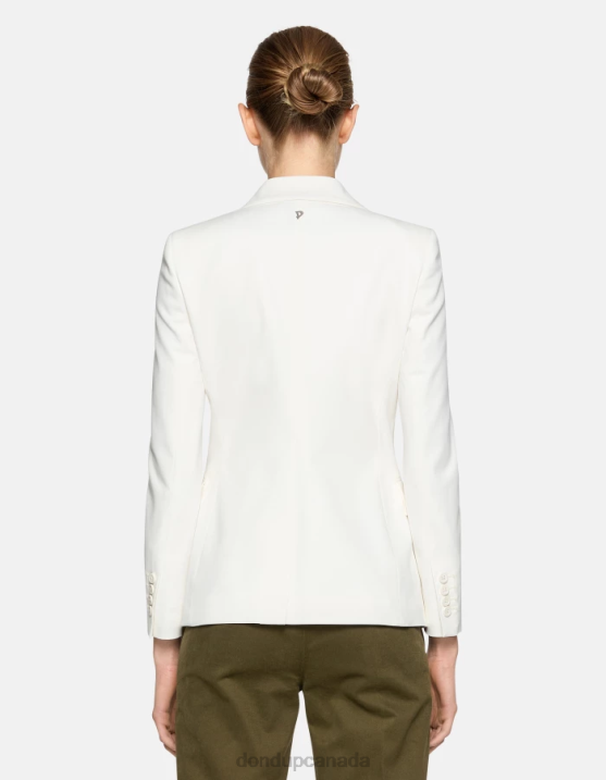 DONDUP Women Double-Breasted Cotton Blazer XF8V372 Apparel Alabastro
