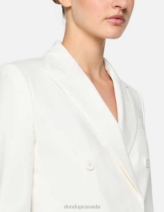 DONDUP Women Double-Breasted Cotton Blazer XF8V372 Apparel Alabastro