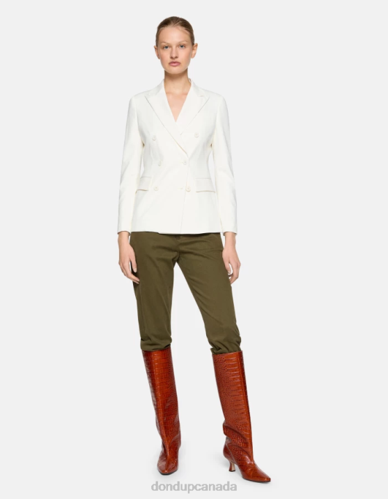 DONDUP Women Double-Breasted Cotton Blazer XF8V372 Apparel Alabastro