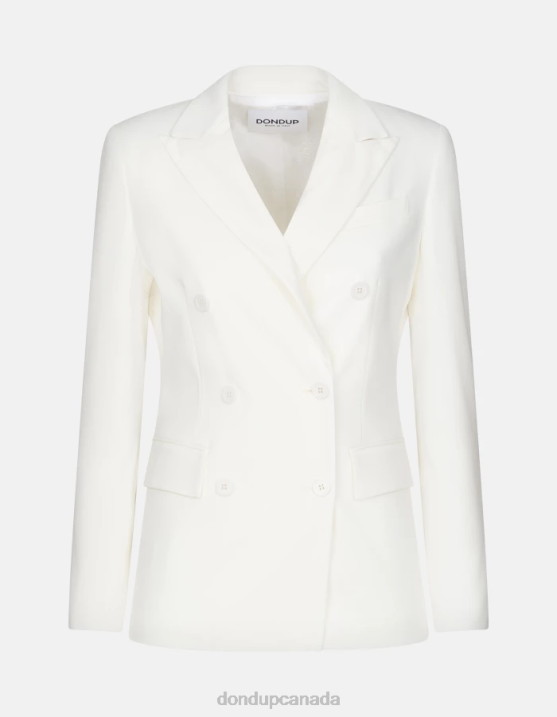 DONDUP Women Double-Breasted Cotton Blazer XF8V372 Apparel Alabastro