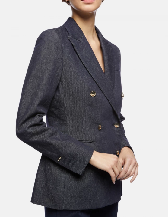 DONDUP Women Double-Breasted Denim Blazer XF8V379 Apparel Blue