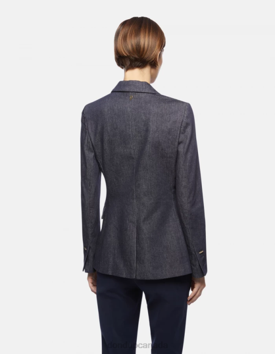 DONDUP Women Double-Breasted Denim Blazer XF8V379 Apparel Blue
