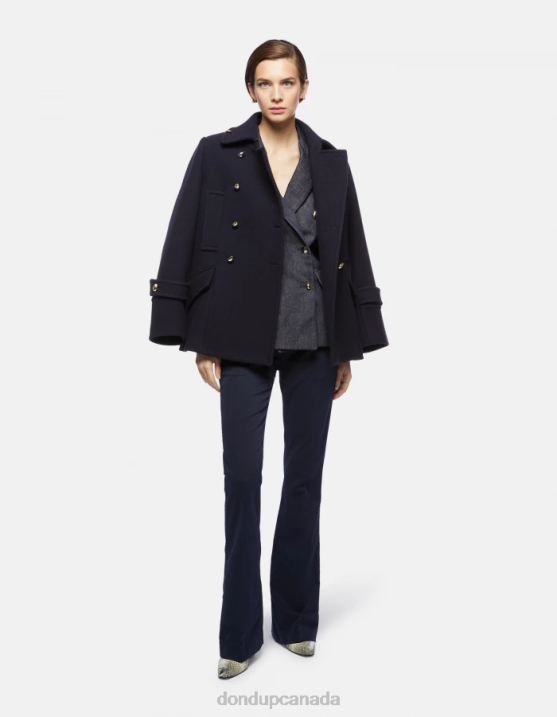 DONDUP Women Double-Breasted Denim Blazer XF8V379 Apparel Blue